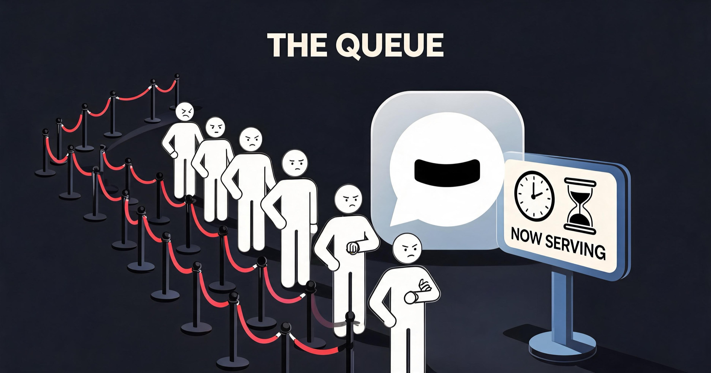 Meme of free SpicyChat users waiting in a long queue line during peak hours to start chatting