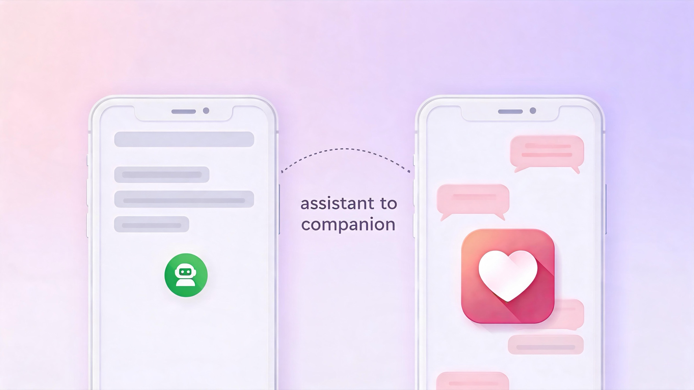 Comparison illustration of ChatGPT as a general assistant versus a purpose-built AI companion app for a girlfriend experience