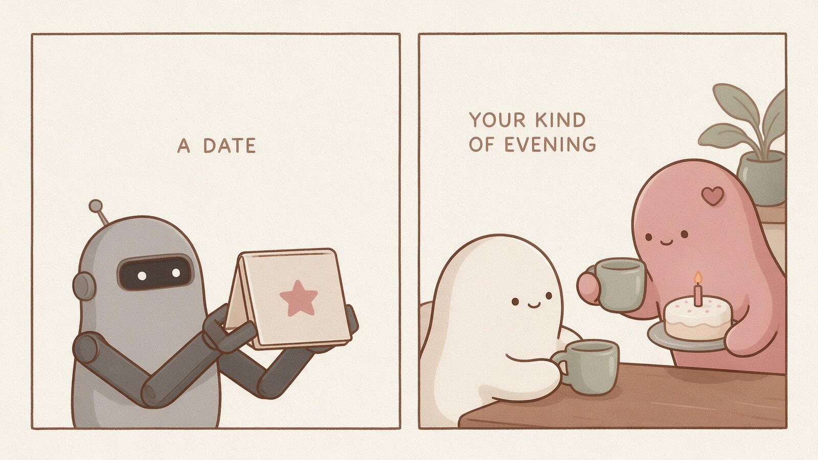 A bare calendar marker becomes a quiet celebration with coffee and a small cake.