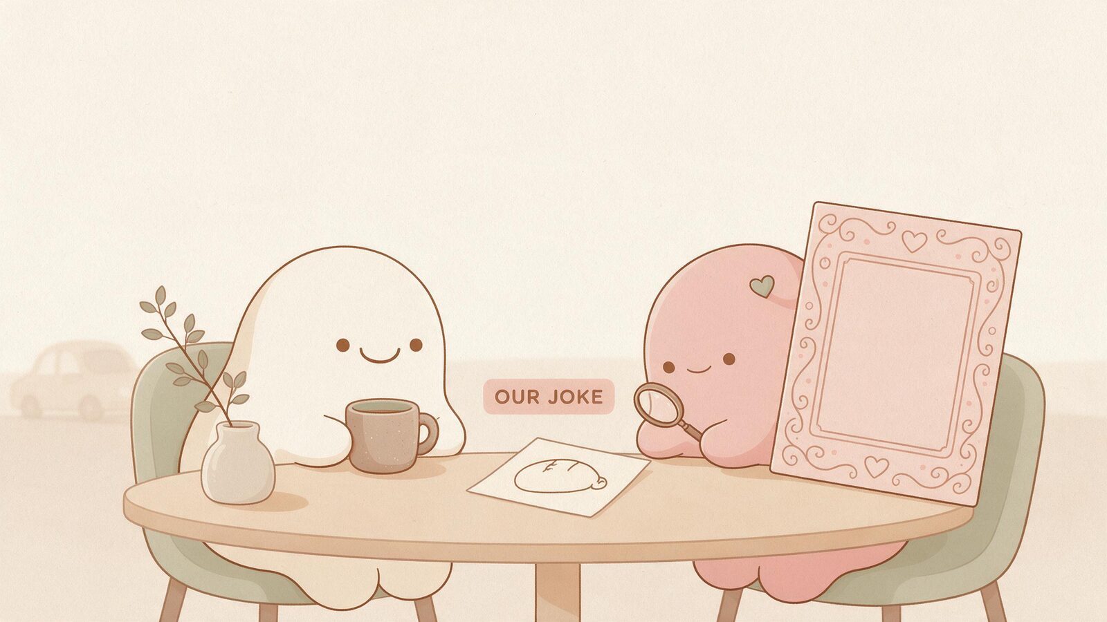 The girlfriend favors a tiny reminder of a shared joke over a huge ornate greeting card.