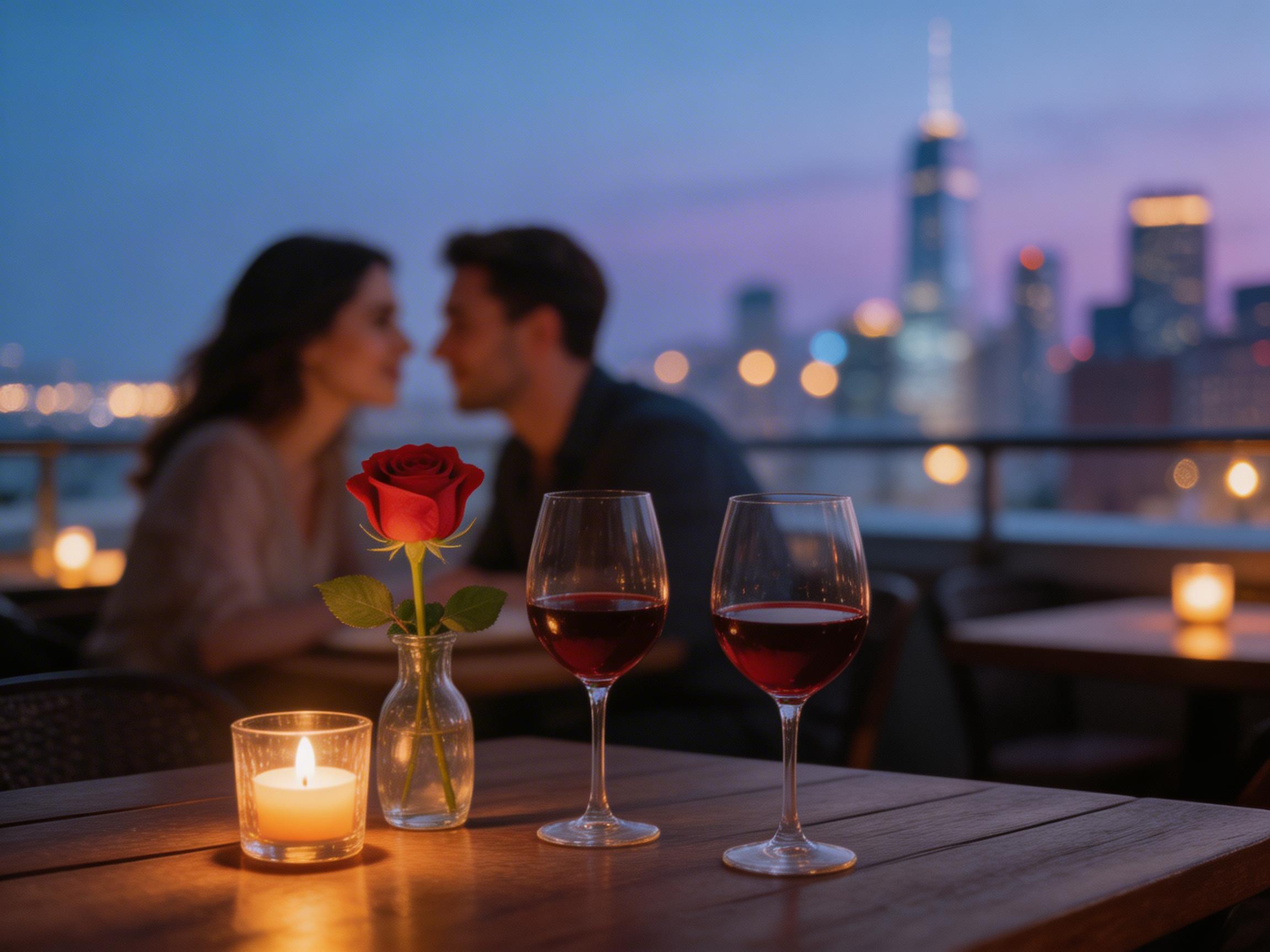 AI girlfriend rooftop dinner date